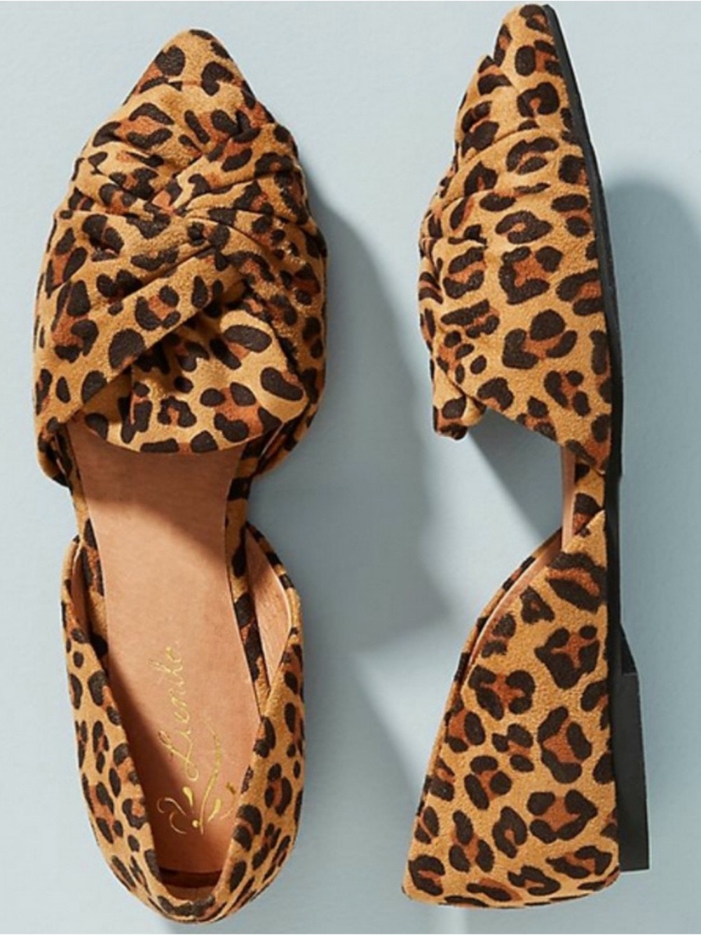 Anthro Liendo Seychelles Leopard Print D'Orsay Flats in Tan and Black
